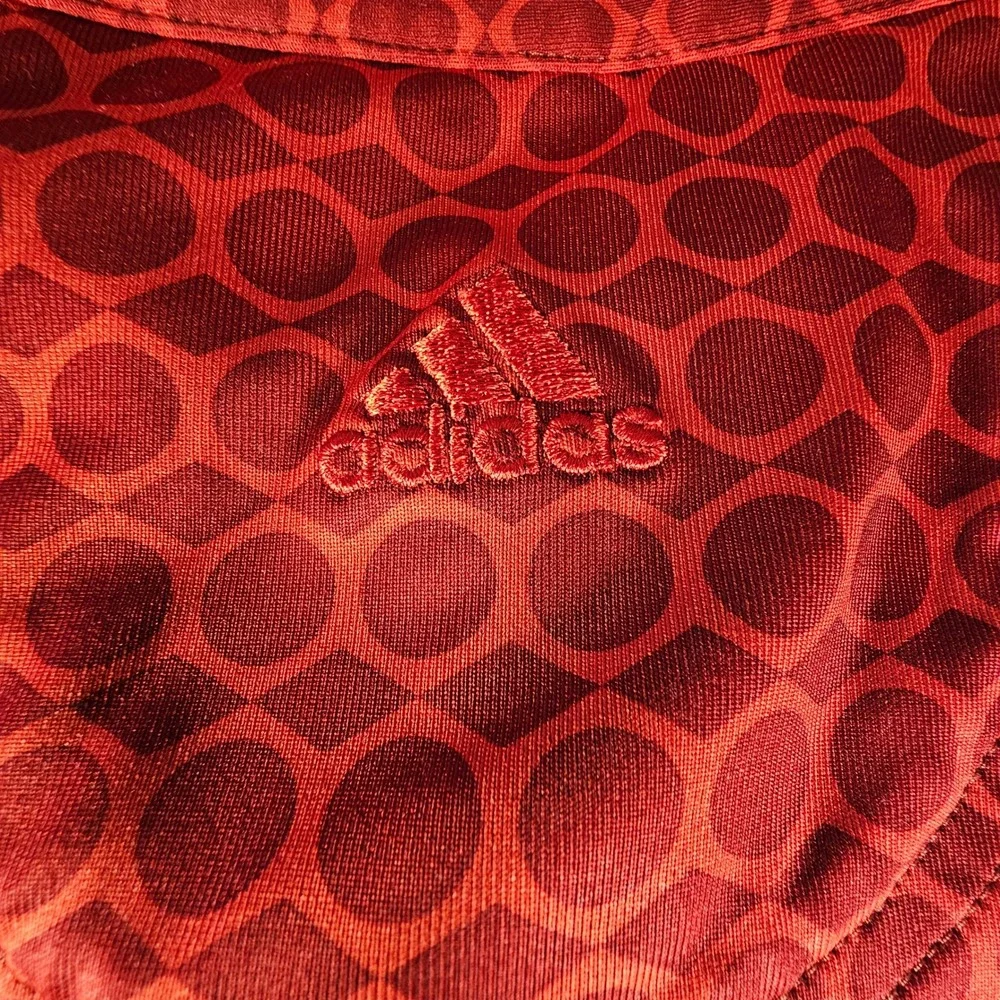 Adidas ClimaCool Mens XXL Red Geometric Circle Print Golf‎ Polo Shirt